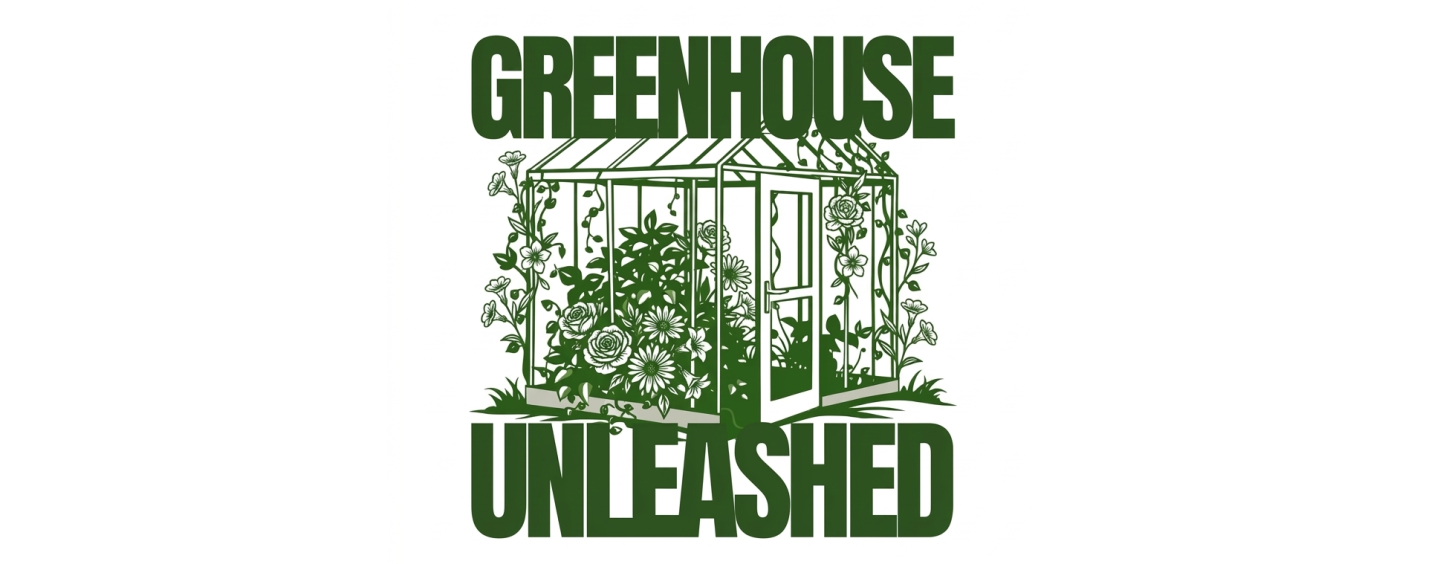 A greenhouse with the words Greenouse on top and Unleashed at the bottom.